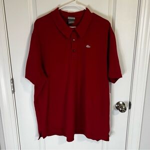 Lacoste Red Polo Men's Shirt Size 9‎ 4XL White Crocodile Logo